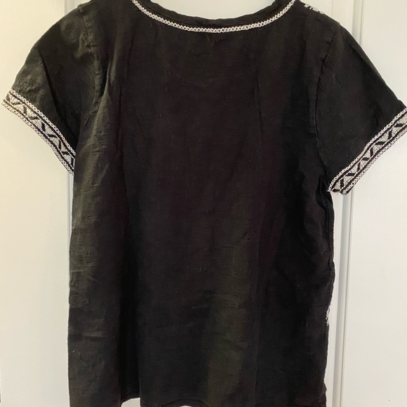Lucky Brand black embroidered peasant top - Picture 2 of 5